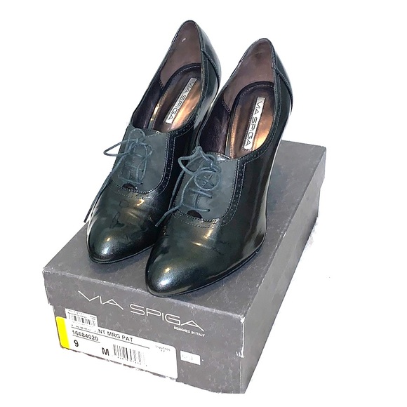 🎉HP🎉 Via Spiga heeled patent Oxford shoes sz 9 - Picture 4 of 11